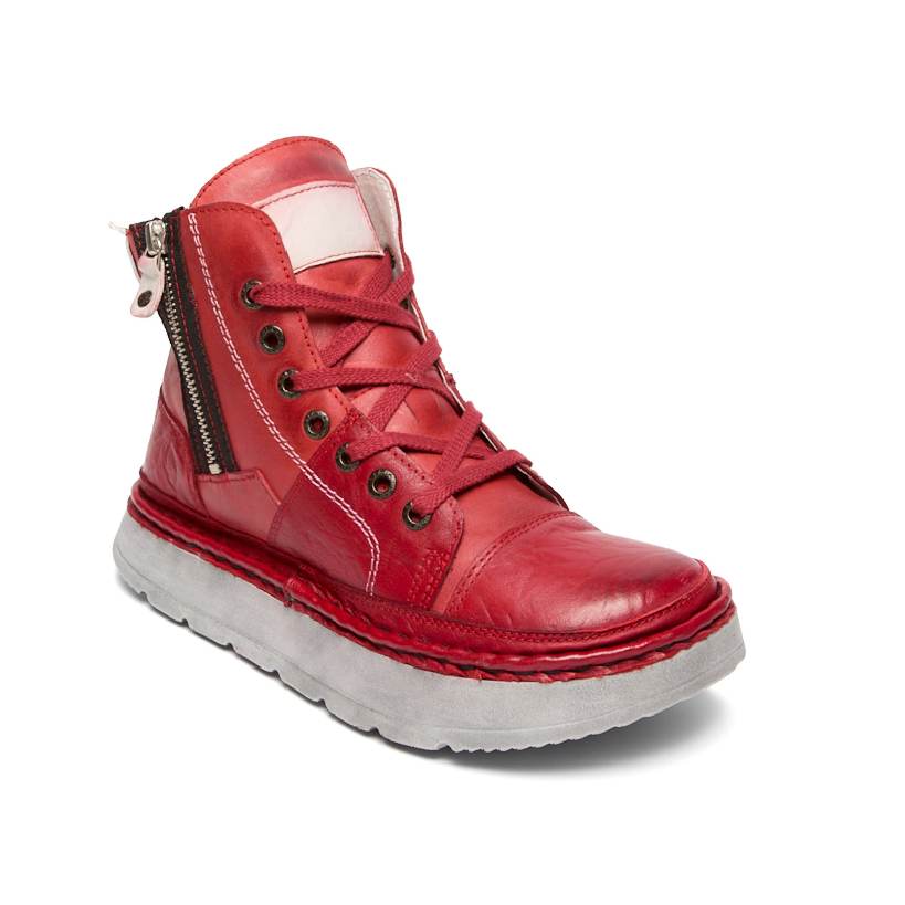 3335-0003-7w Ботинки жен.кожа-байка красный